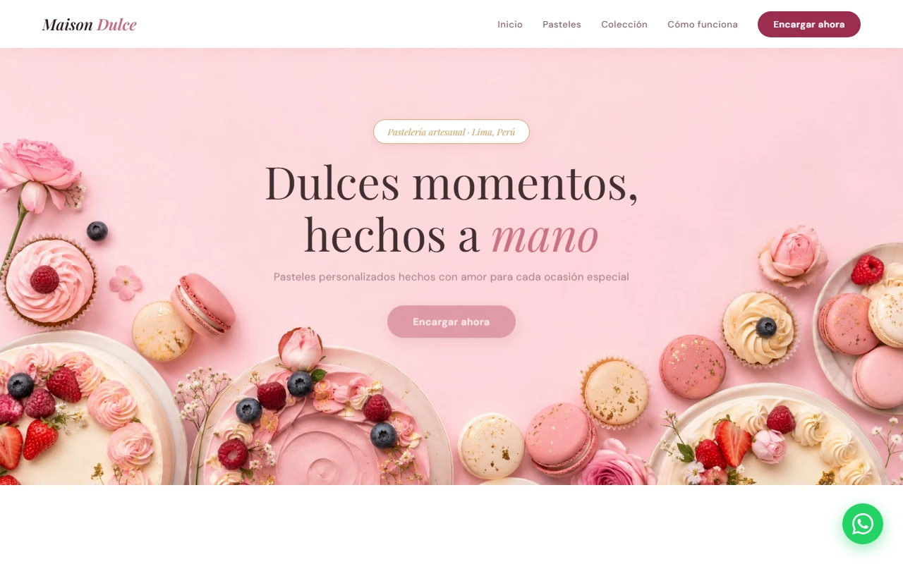 Captura del sitio web de Maison Dulce