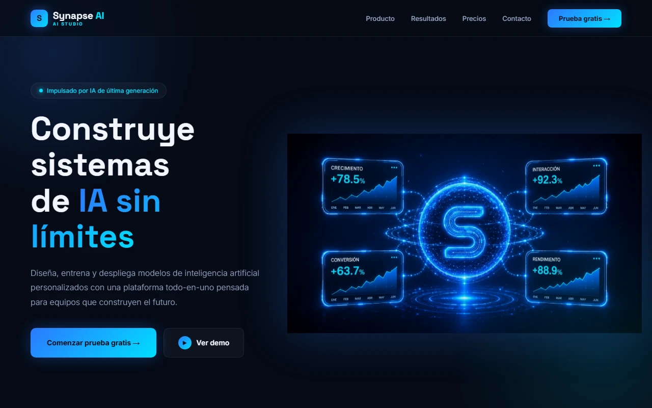 Captura del sitio web de Synapse AI